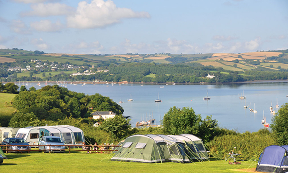Touring pitches overlooking the River Dart