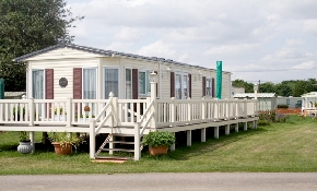 Holiday caravan with decking area
