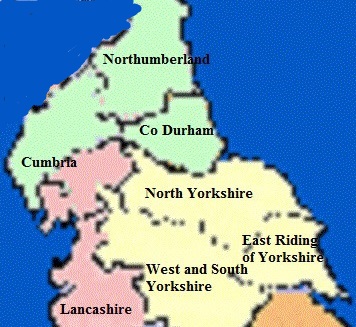 Map of Northern England