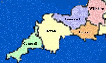 Map of South West England