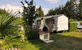 Barbecue and mobile home with decking
