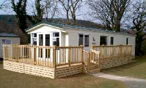Holiday caravan with decking area