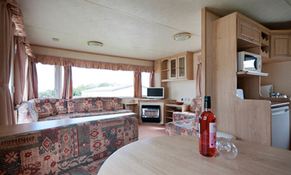 Interior of holiday caravan