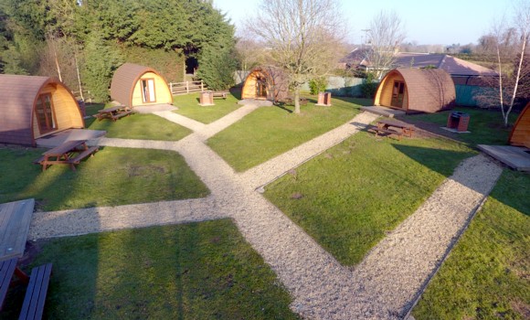 View of camping pods